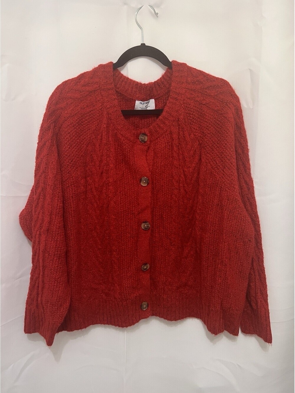 Old Navy Women's 3X Red Cable-Knit Button Cardigan - NEW